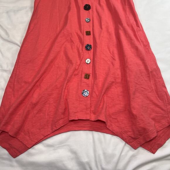 Soft Surroundings Danielle Dress Size Small Petite Coral Orange Mixed Buttons - Picture 4 of 13